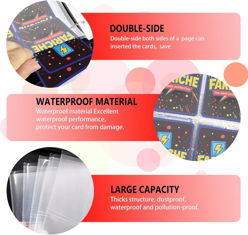 FARICHE Trading Card Binder for TCG Cards, 4-Pocket Portable Card Collector Ablum Holder Book Fits 400 Cards with 50 Removable Sleeve, Waterproof Card Binder Display Storage Carrying Cases for TCG-Storm - Image 5